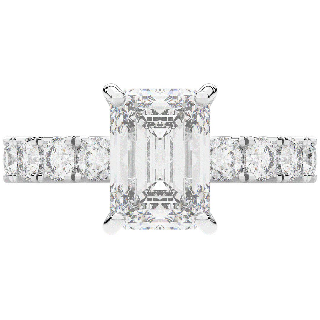 4.35CT.TW EMERALD CUT LAB DIAMOND ENGAGEMENT RING - Nazarelle