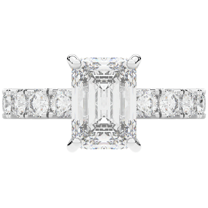 4.35CT.TW EMERALD CUT LAB DIAMOND ENGAGEMENT RING - Nazarelle