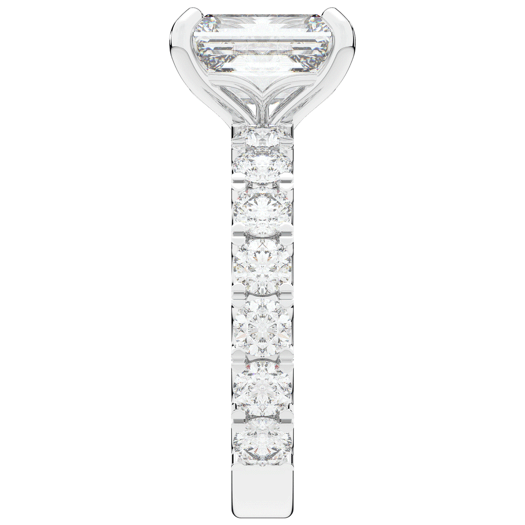 4.35CT.TW EMERALD CUT LAB DIAMOND ENGAGEMENT RING - Nazarelle
