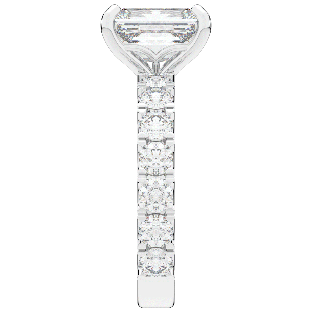 4.35CT.TW EMERALD CUT LAB DIAMOND ENGAGEMENT RING - Nazarelle