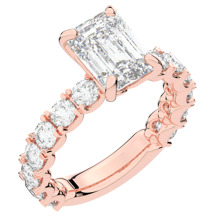 4.35CT.TW EMERALD CUT LAB DIAMOND ENGAGEMENT RING - Nazarelle