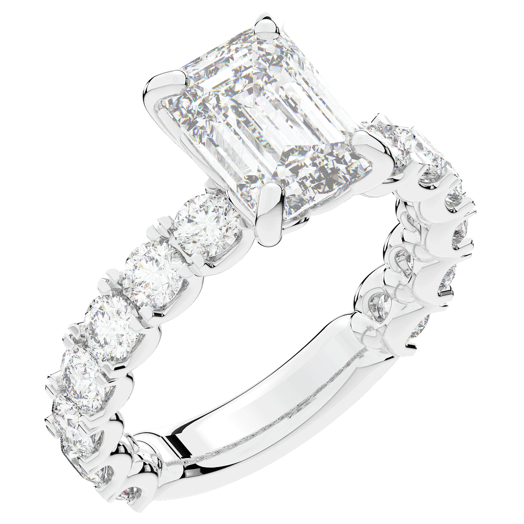 4.35CT.TW EMERALD CUT LAB DIAMOND ENGAGEMENT RING - Nazarelle