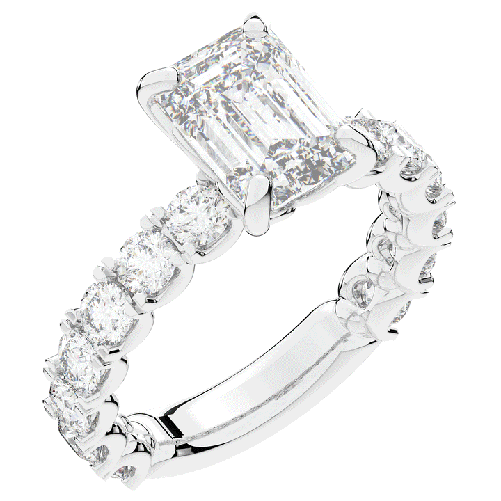 4.35CT.TW EMERALD CUT LAB DIAMOND ENGAGEMENT RING - Nazarelle