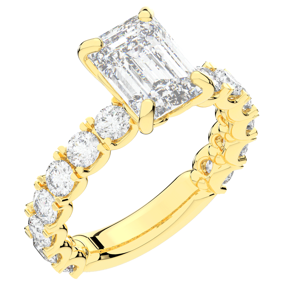 4.35CT.TW EMERALD CUT LAB DIAMOND ENGAGEMENT RING - Nazarelle
