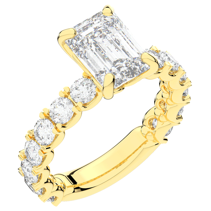 4.35CT.TW EMERALD CUT LAB DIAMOND ENGAGEMENT RING - Nazarelle