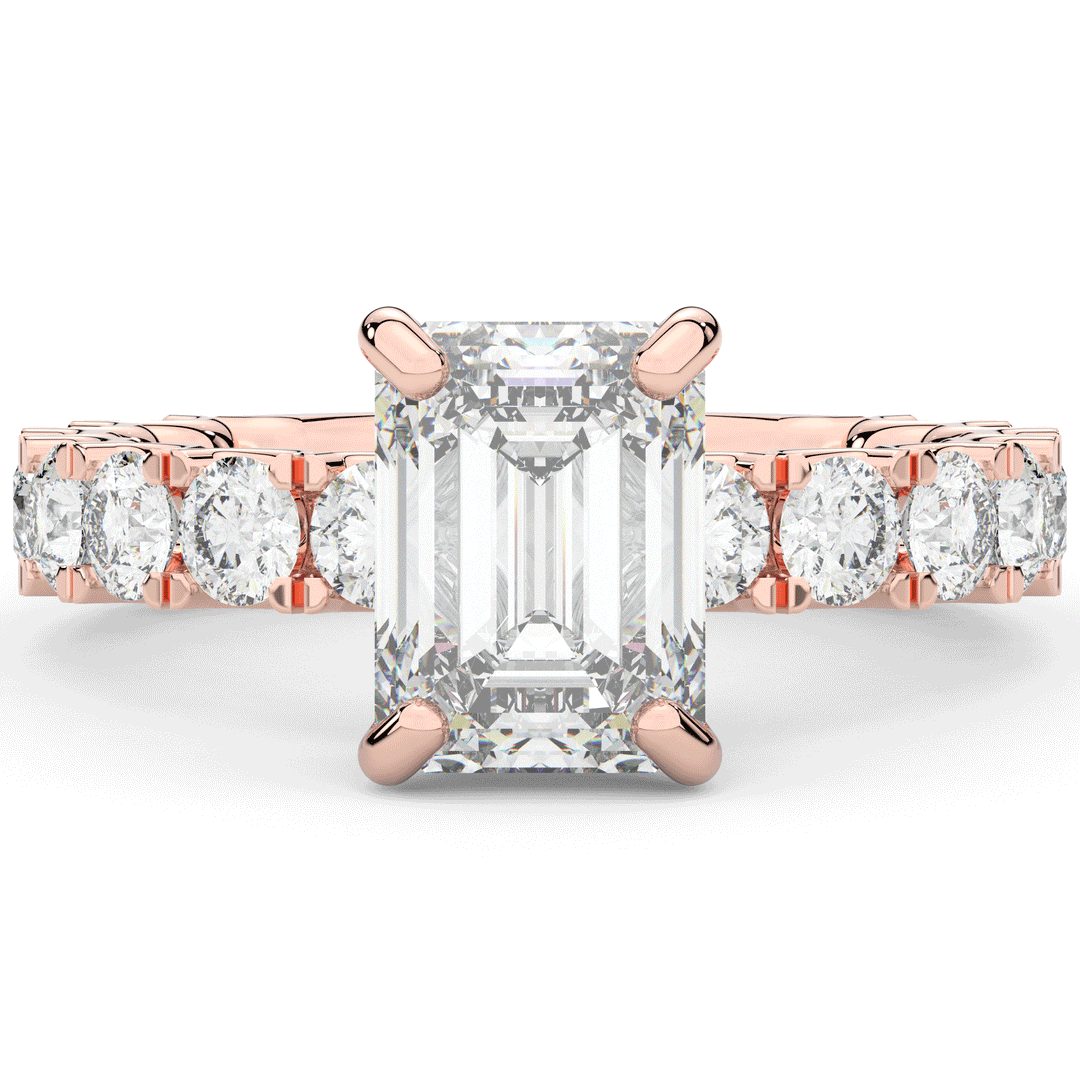 4.35CT.TW EMERALD CUT LAB DIAMOND ENGAGEMENT RING - Nazarelle