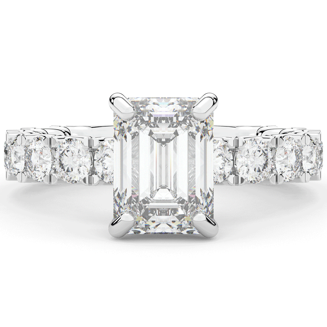 4.35CT.TW EMERALD CUT LAB DIAMOND ENGAGEMENT RING - Nazarelle