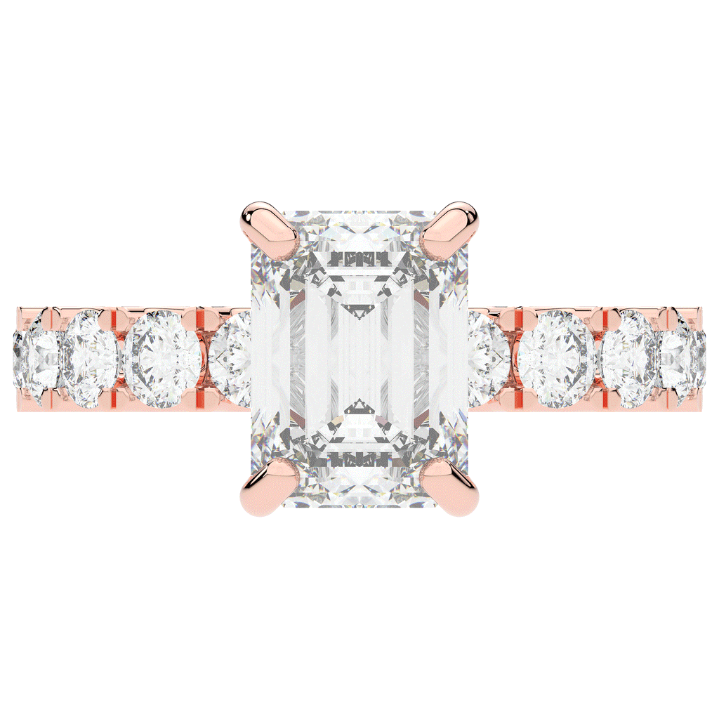 4.35CT.TW EMERALD CUT LAB DIAMOND ENGAGEMENT RING - Nazarelle