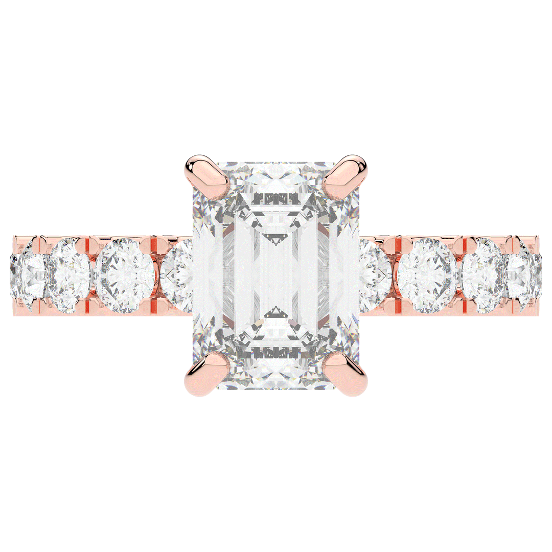4.35CT.TW EMERALD CUT LAB DIAMOND ENGAGEMENT RING - Nazarelle