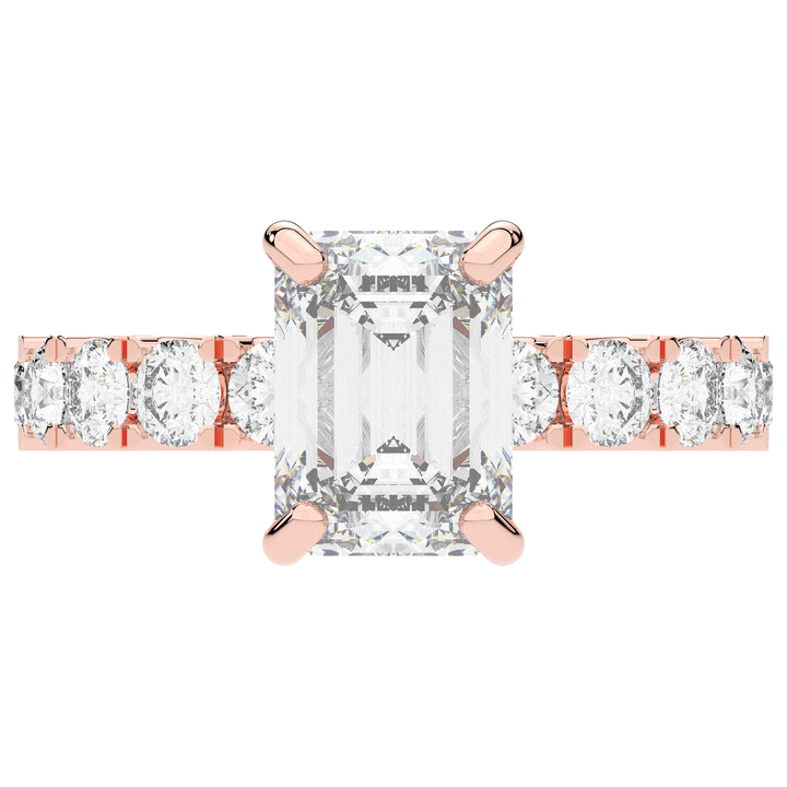 4.35CT.TW EMERALD CUT LAB DIAMOND ENGAGEMENT RING - Nazarelle
