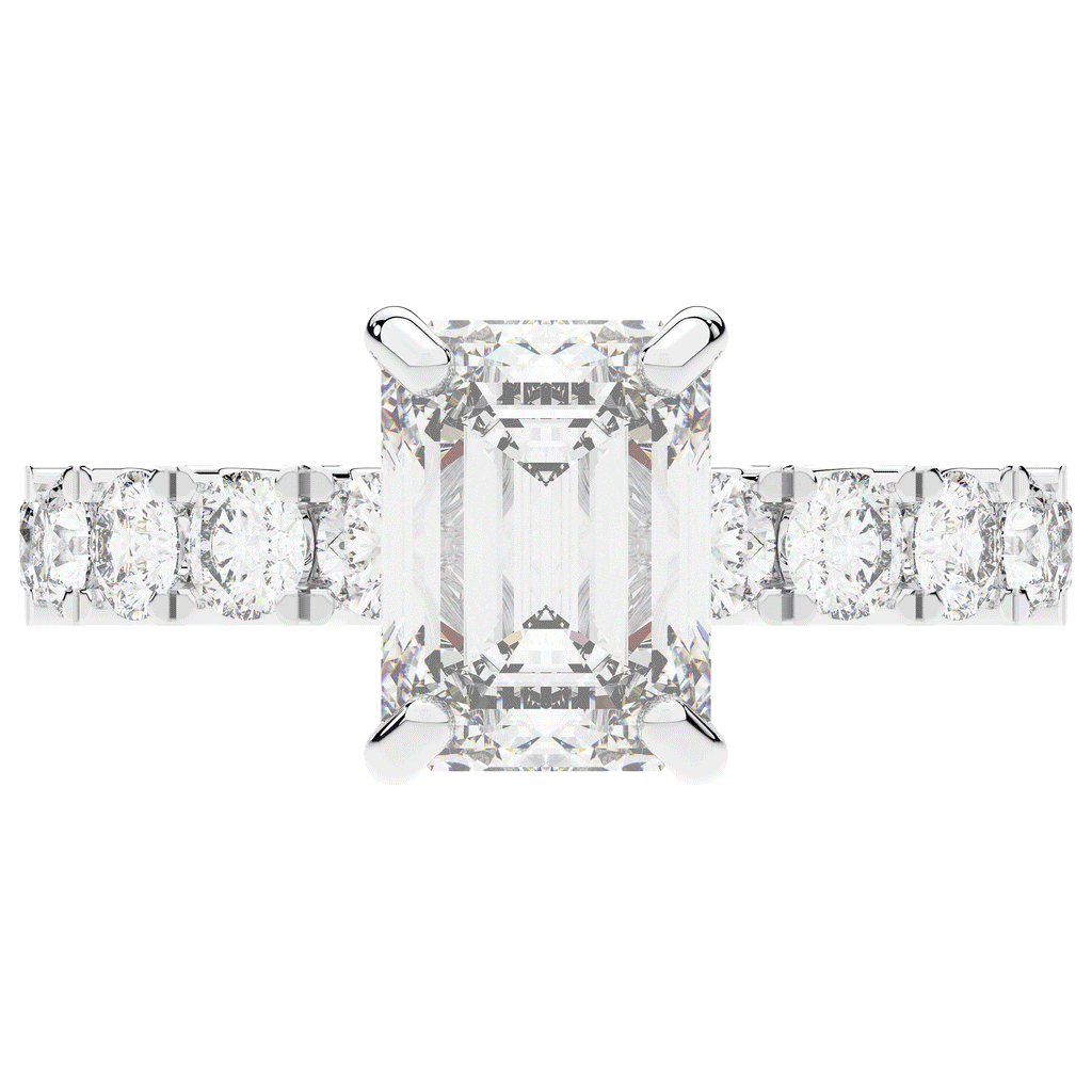 4.35CT.TW EMERALD CUT LAB DIAMOND ENGAGEMENT RING - Nazarelle
