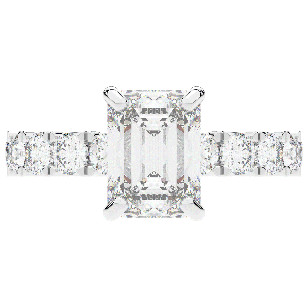 4.35CT.TW EMERALD CUT LAB DIAMOND ENGAGEMENT RING - Nazarelle