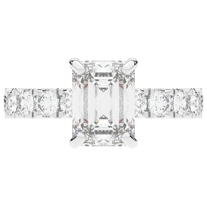 4.35CT.TW EMERALD CUT LAB DIAMOND ENGAGEMENT RING - Nazarelle