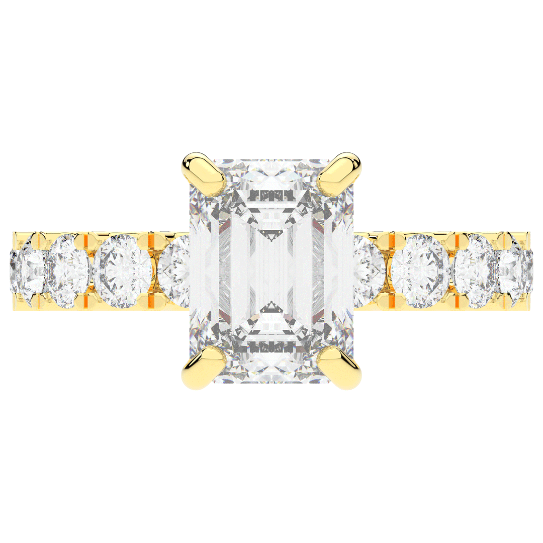 4.35CT.TW EMERALD CUT LAB DIAMOND ENGAGEMENT RING - Nazarelle