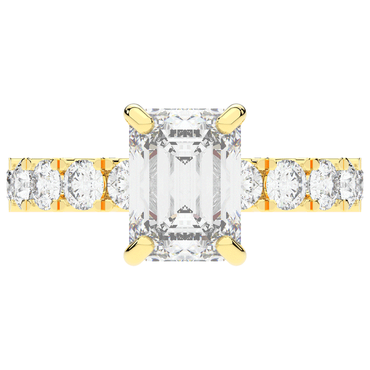 4.35CT.TW EMERALD CUT LAB DIAMOND ENGAGEMENT RING - Nazarelle