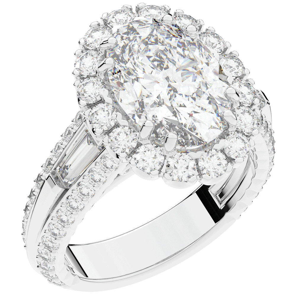 5.75CT.TW OVAL LAB DIAMOND HALO ENGAGEMENT RING - Nazarelle