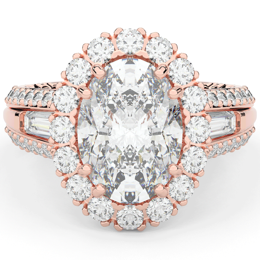 5.75CT.TW OVAL LAB DIAMOND HALO ENGAGEMENT RING - Nazarelle