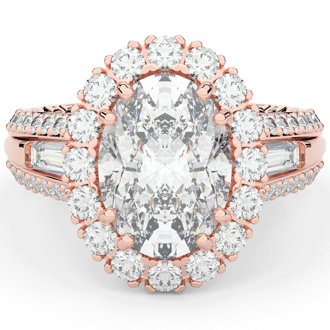 5.75CT.TW OVAL LAB DIAMOND HALO ENGAGEMENT RING - Nazarelle
