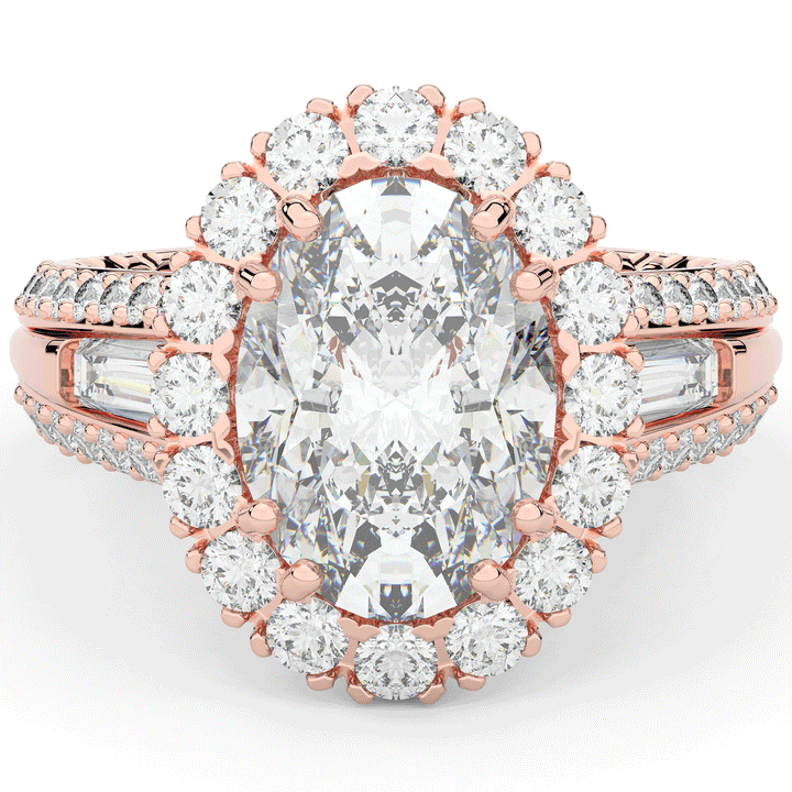 5.75CT.TW OVAL LAB DIAMOND HALO ENGAGEMENT RING - Nazarelle