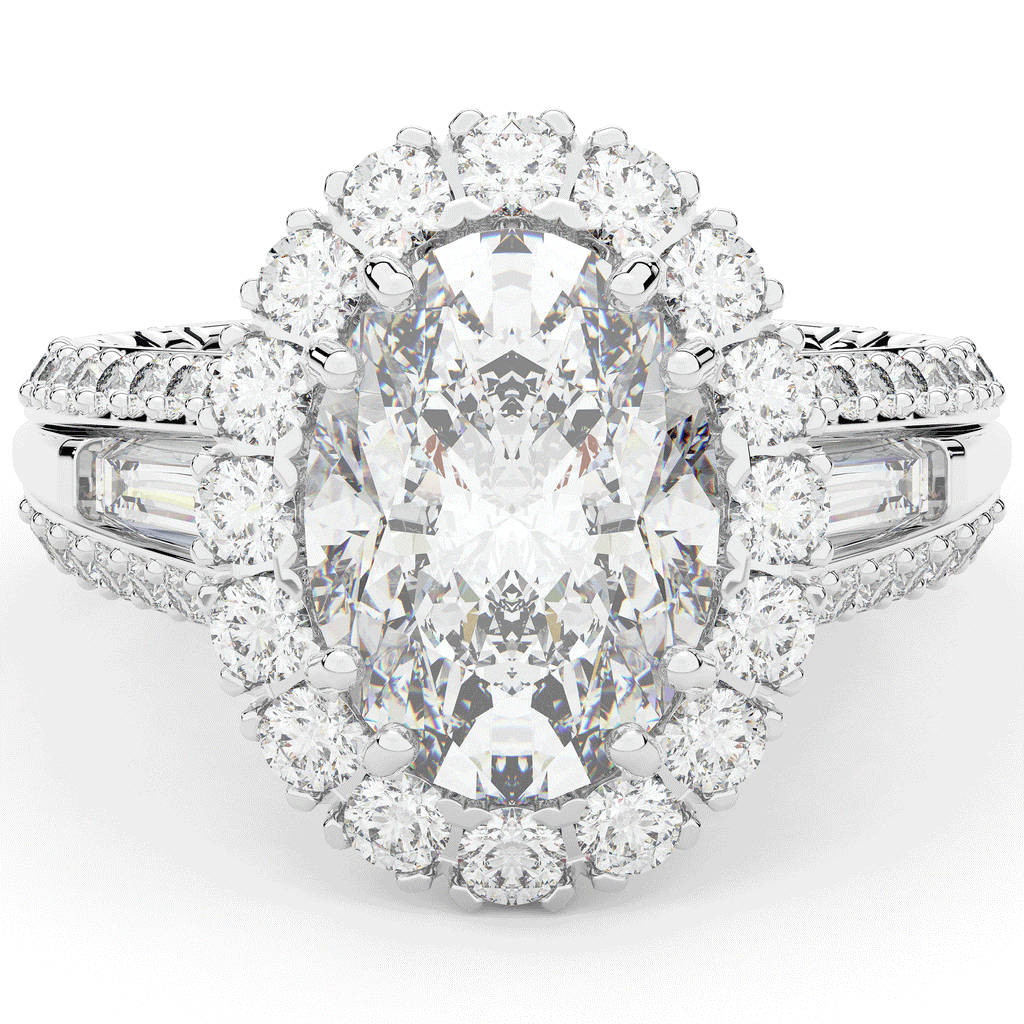 5.75CT.TW OVAL LAB DIAMOND HALO ENGAGEMENT RING - Nazarelle