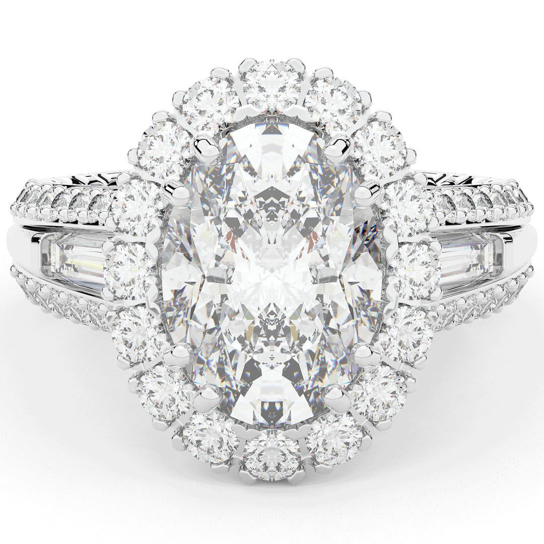 5.75CT.TW OVAL LAB DIAMOND HALO ENGAGEMENT RING - Nazarelle