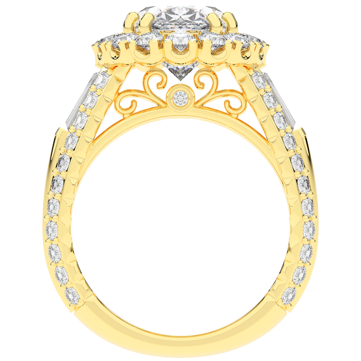 5.75CT.TW OVAL LAB DIAMOND HALO ENGAGEMENT RING - Nazarelle