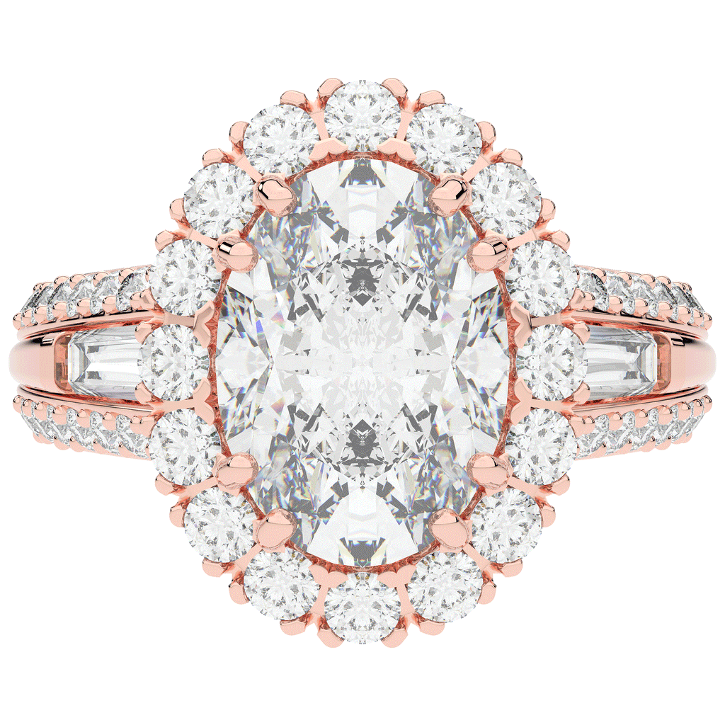 5.75CT.TW OVAL LAB DIAMOND HALO ENGAGEMENT RING - Nazarelle