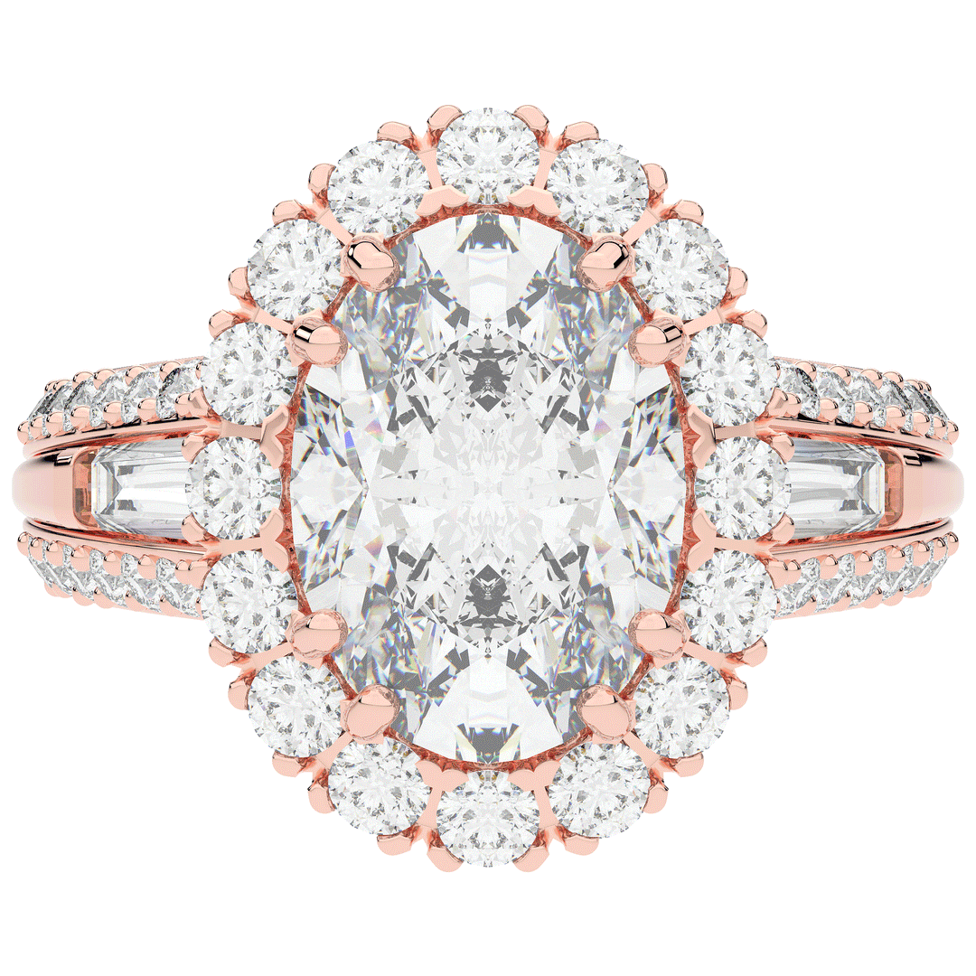 5.75CT.TW OVAL LAB DIAMOND HALO ENGAGEMENT RING - Nazarelle