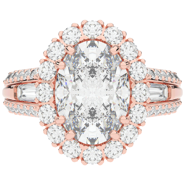5.75CT.TW OVAL LAB DIAMOND HALO ENGAGEMENT RING - Nazarelle