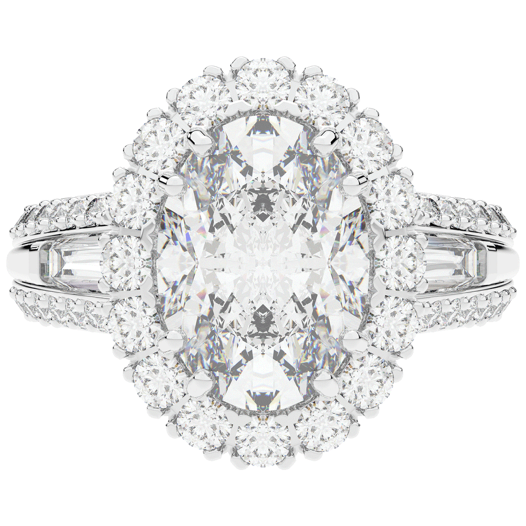 5.75CT.TW OVAL LAB DIAMOND HALO ENGAGEMENT RING - Nazarelle