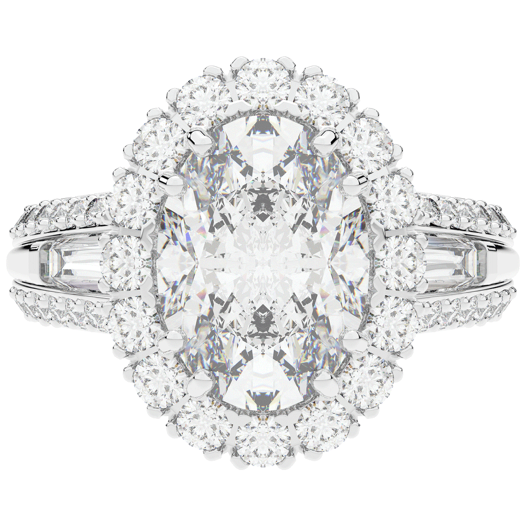 5.75CT.TW OVAL LAB DIAMOND HALO ENGAGEMENT RING - Nazarelle