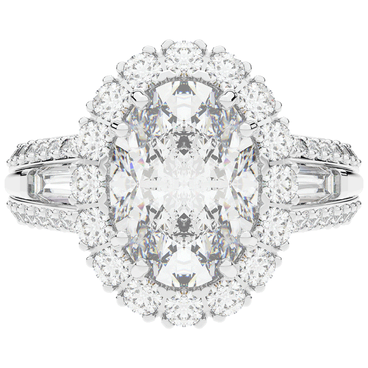 5.75CT.TW OVAL LAB DIAMOND HALO ENGAGEMENT RING - Nazarelle