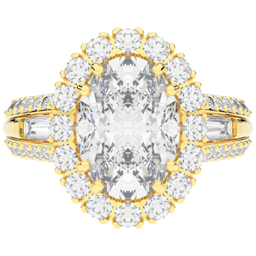 5.75CT.TW OVAL LAB DIAMOND HALO ENGAGEMENT RING - Nazarelle
