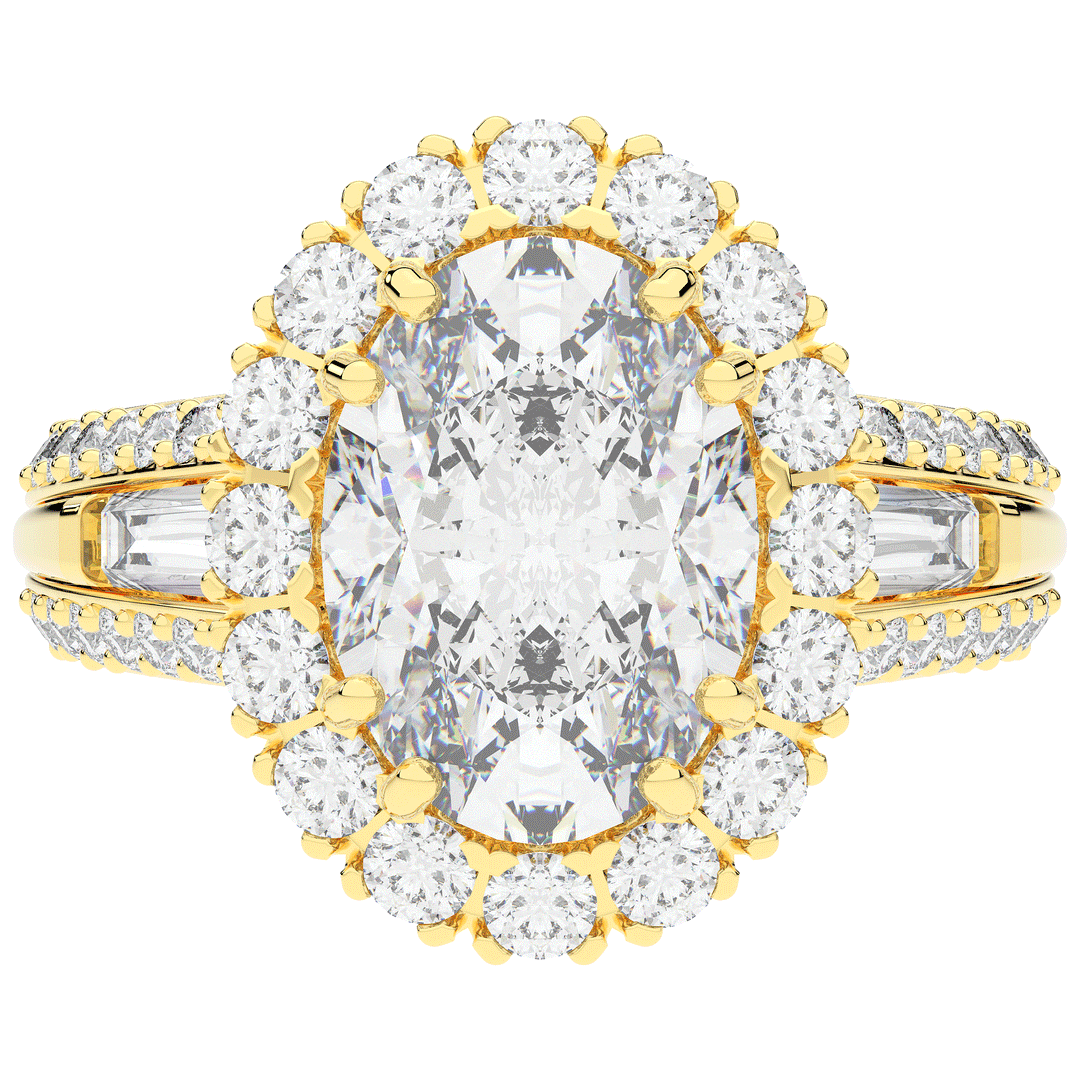 5.75CT.TW OVAL LAB DIAMOND HALO ENGAGEMENT RING - Nazarelle
