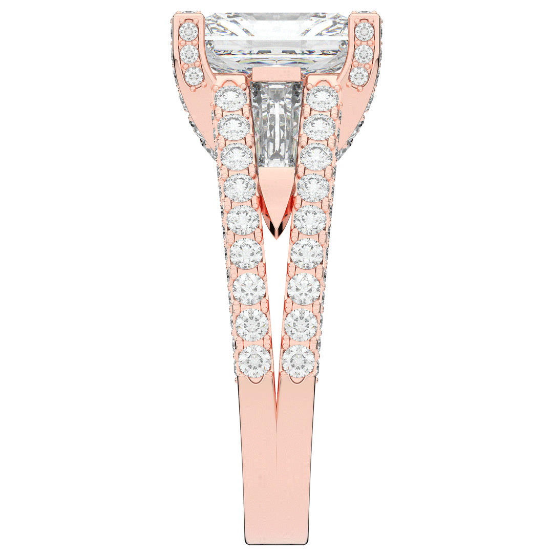 4.60CT.TW RADIANT LAB DIAMOND SPLIT SHANK ENGAGEMENT RING - Nazarelle