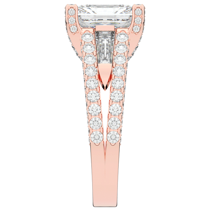 4.60CT.TW RADIANT LAB DIAMOND SPLIT SHANK ENGAGEMENT RING - Nazarelle