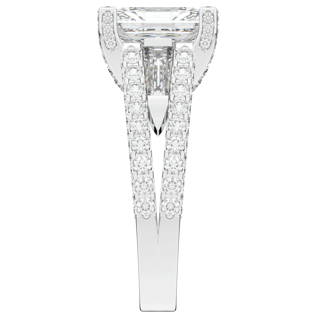 4.60CT.TW RADIANT LAB DIAMOND SPLIT SHANK ENGAGEMENT RING - Nazarelle