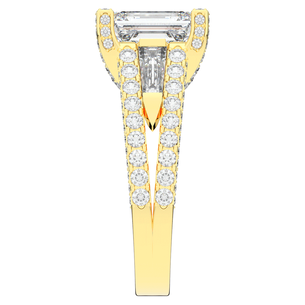 4.60CT.TW EMERALD CUT LAB DIAMOND SPLIT SHANK ENGAGEMENT RING - Nazarelle
