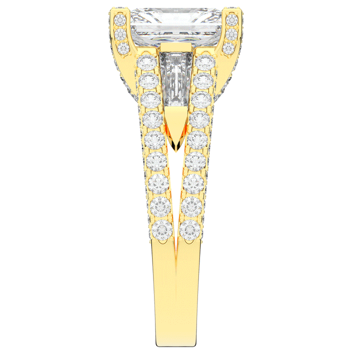 4.60CT.TW RADIANT LAB DIAMOND SPLIT SHANK ENGAGEMENT RING - Nazarelle