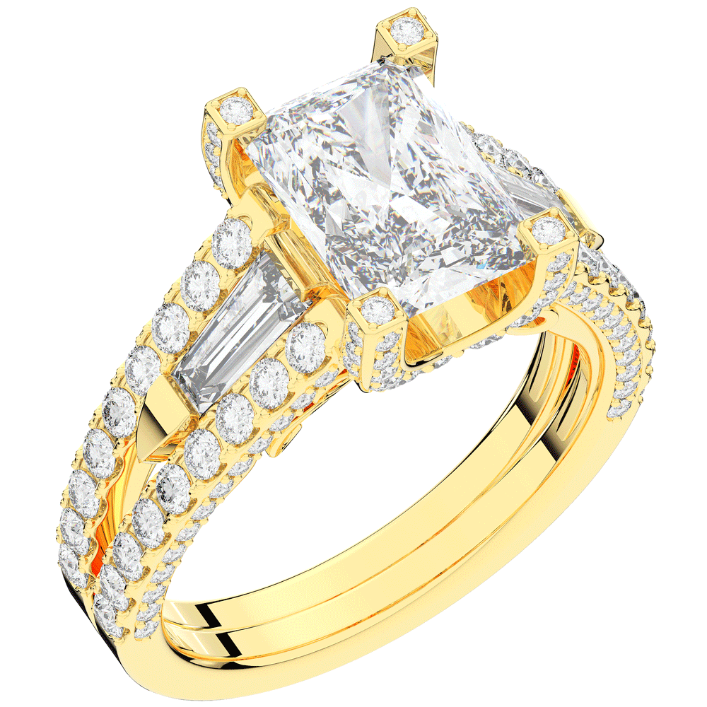 4.60CT.TW RADIANT LAB DIAMOND SPLIT SHANK ENGAGEMENT RING - Nazarelle