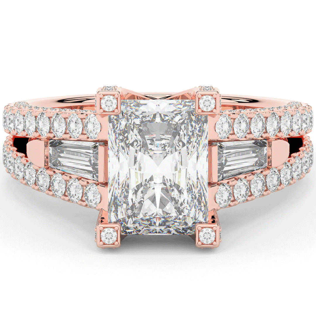 4.60CT.TW RADIANT LAB DIAMOND SPLIT SHANK ENGAGEMENT RING - Nazarelle