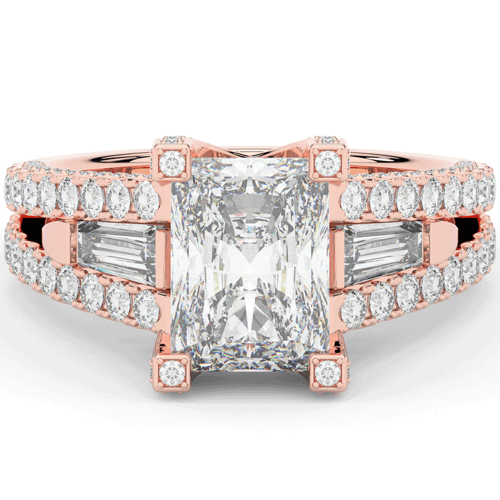 4.60CT.TW RADIANT LAB DIAMOND SPLIT SHANK ENGAGEMENT RING - Nazarelle