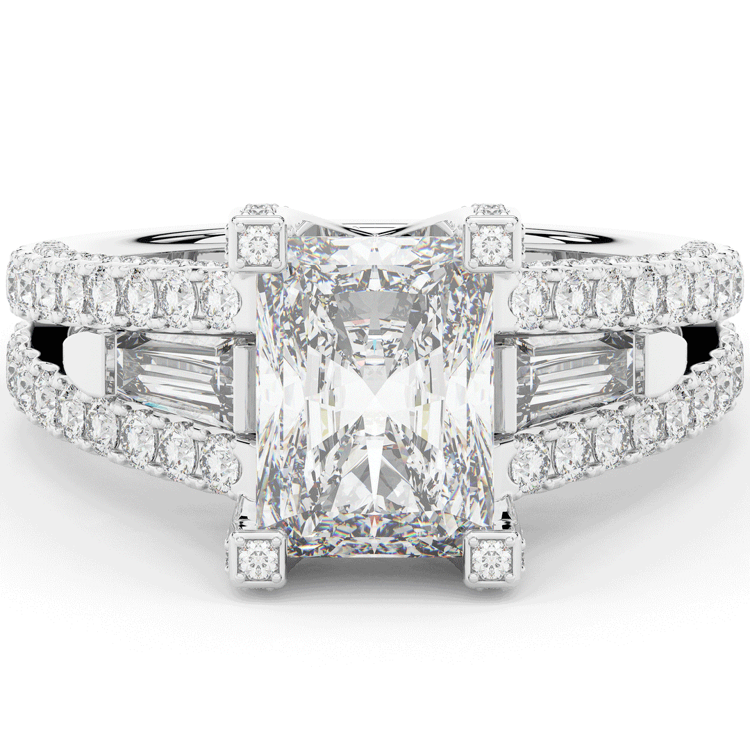 4.60CT.TW RADIANT LAB DIAMOND SPLIT SHANK ENGAGEMENT RING - Nazarelle