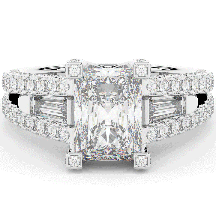 4.60CT.TW RADIANT LAB DIAMOND SPLIT SHANK ENGAGEMENT RING - Nazarelle
