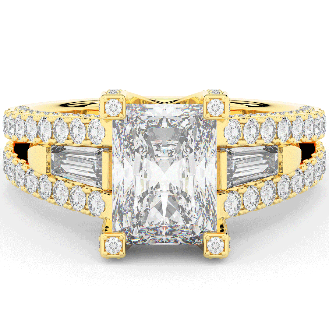 4.60CT.TW RADIANT LAB DIAMOND SPLIT SHANK ENGAGEMENT RING - Nazarelle