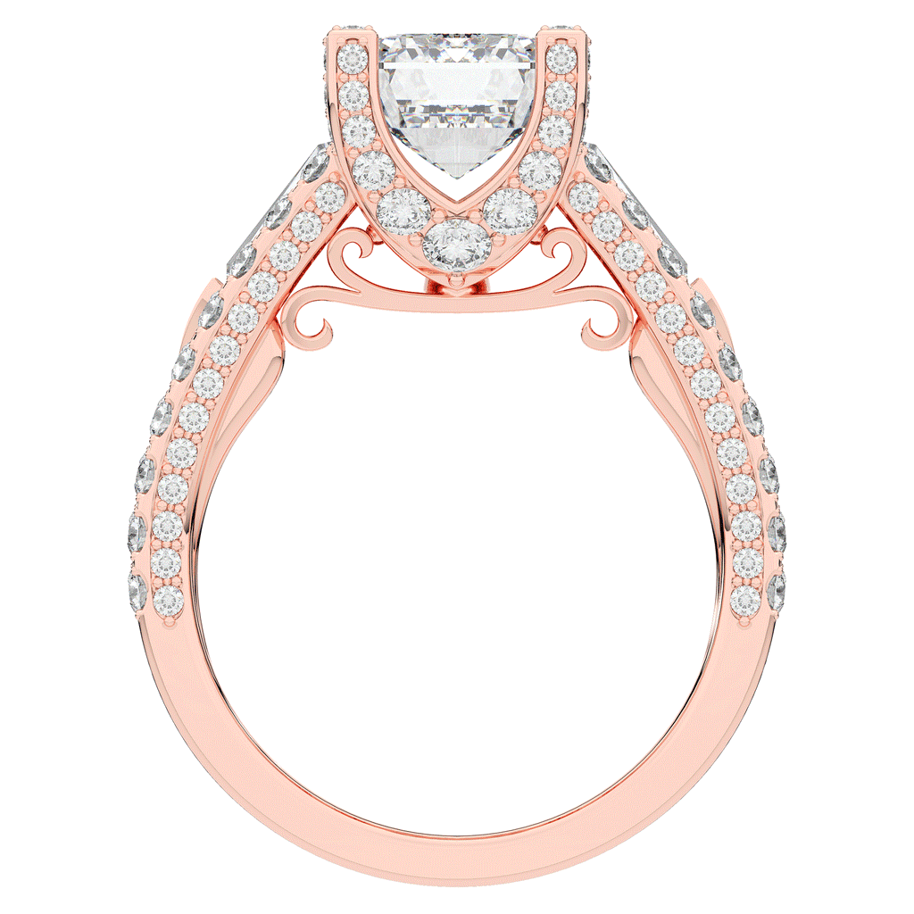 4.60CT.TW EMERALD CUT LAB DIAMOND SPLIT SHANK ENGAGEMENT RING - Nazarelle