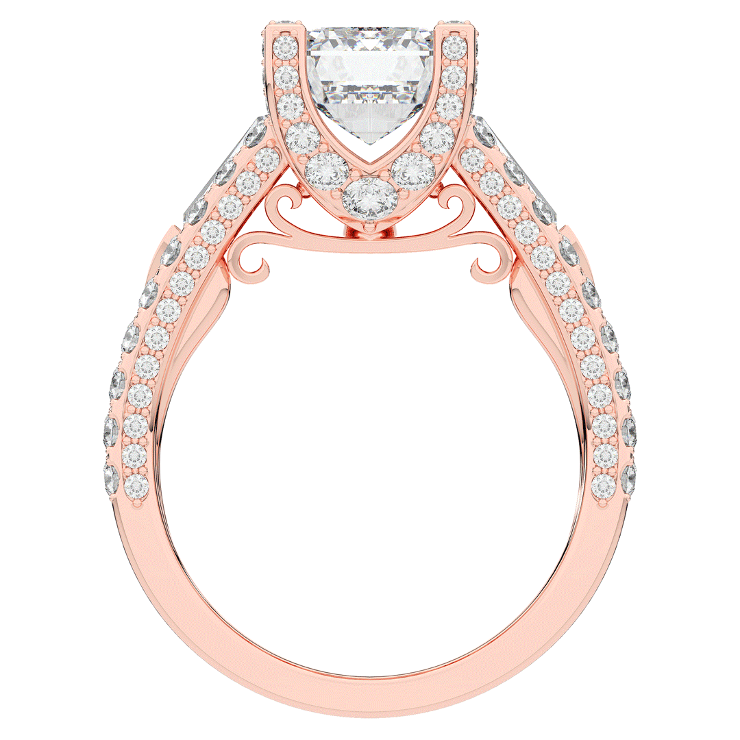 4.60CT.TW EMERALD CUT LAB DIAMOND SPLIT SHANK ENGAGEMENT RING - Nazarelle