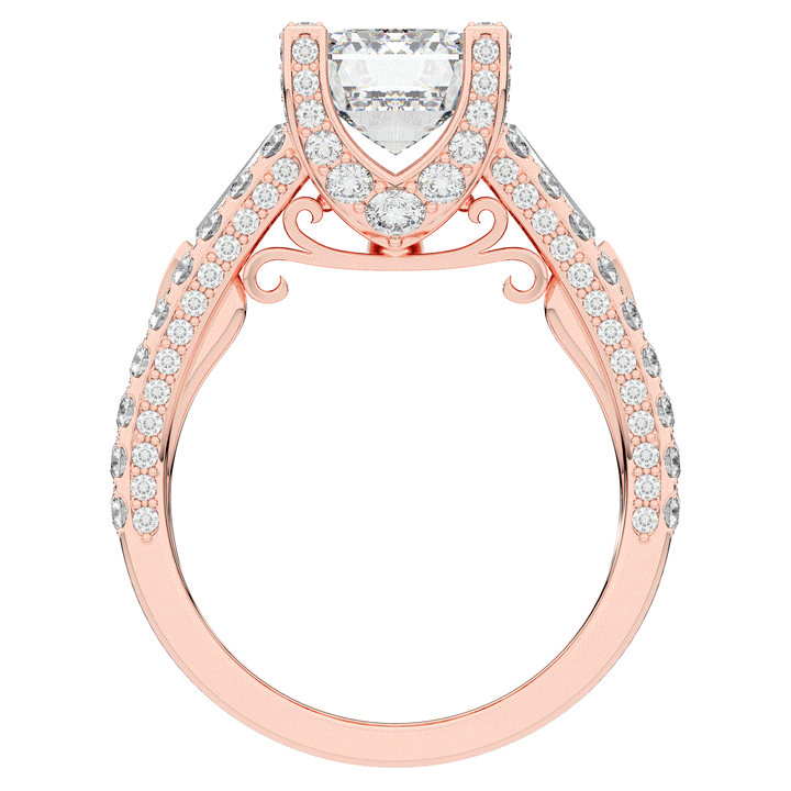4.60CT.TW EMERALD CUT LAB DIAMOND SPLIT SHANK ENGAGEMENT RING - Nazarelle
