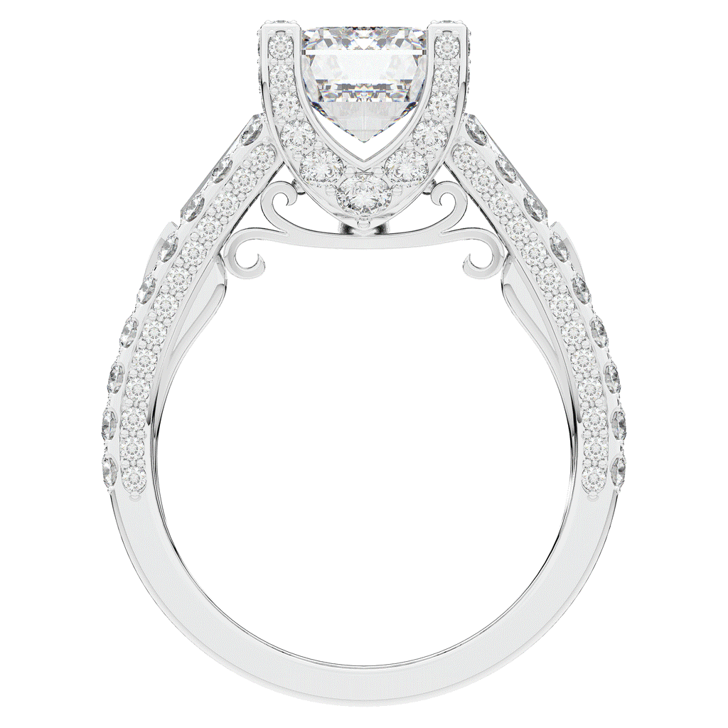 4.60CT.TW EMERALD CUT LAB DIAMOND SPLIT SHANK ENGAGEMENT RING - Nazarelle