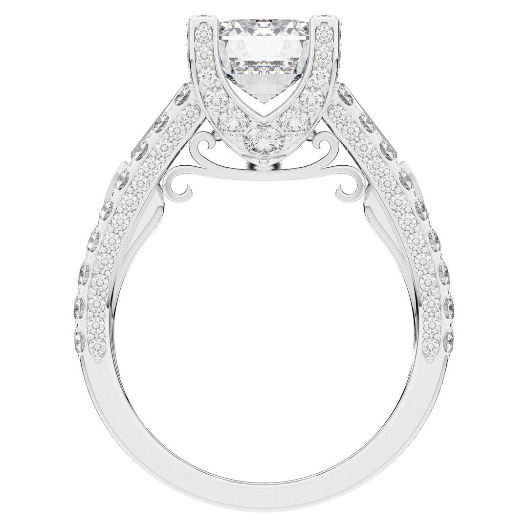 4.60CT.TW EMERALD CUT LAB DIAMOND SPLIT SHANK ENGAGEMENT RING - Nazarelle
